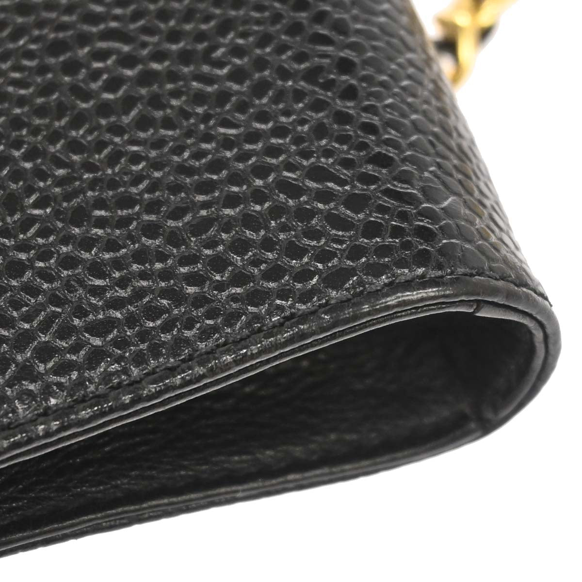 Chanel 1996-1997 Black Caviar Skin Chain Shoulder Bag Pochette Phone Case