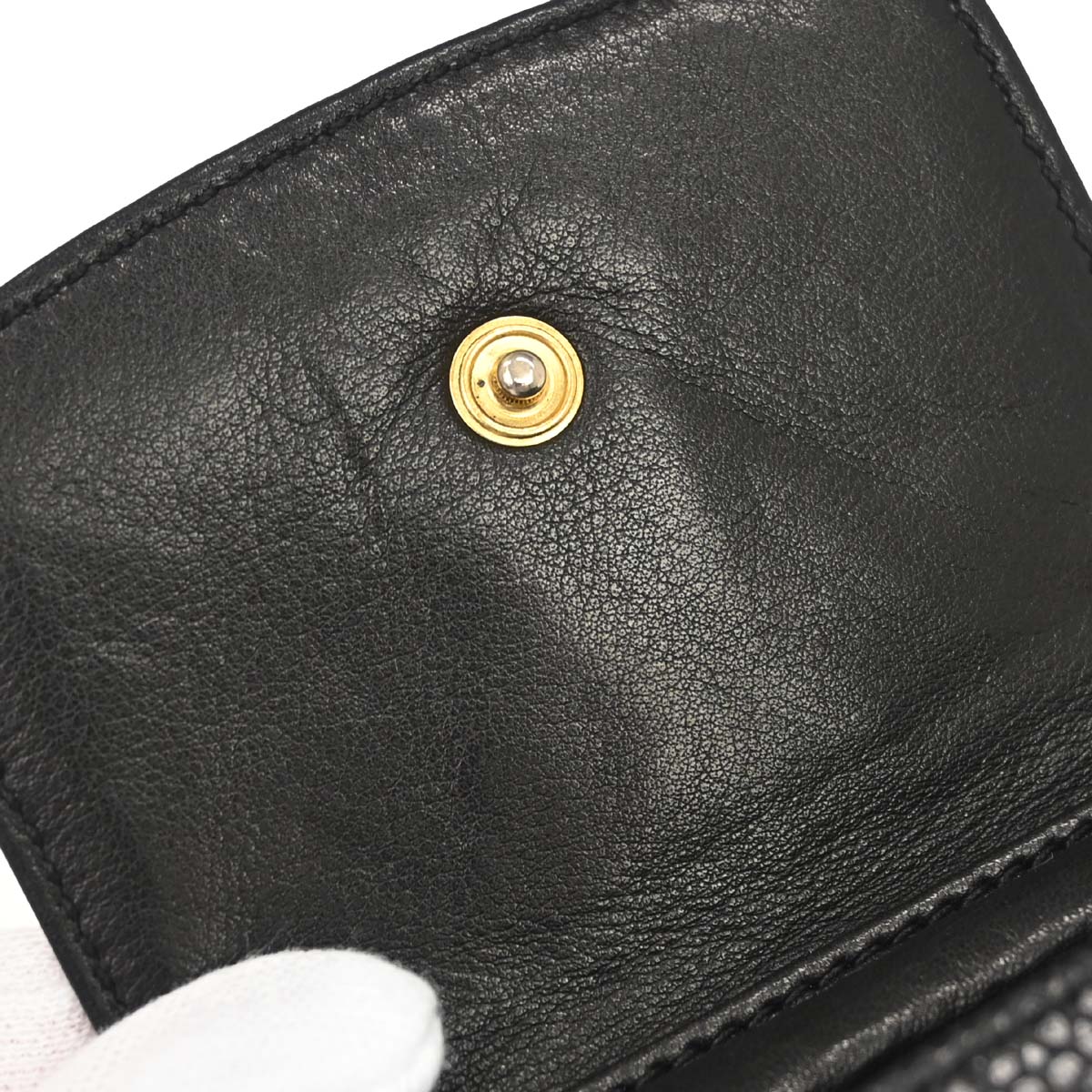 Chanel 1996-1997 Black Caviar Skin Chain Shoulder Bag Pochette Phone Case