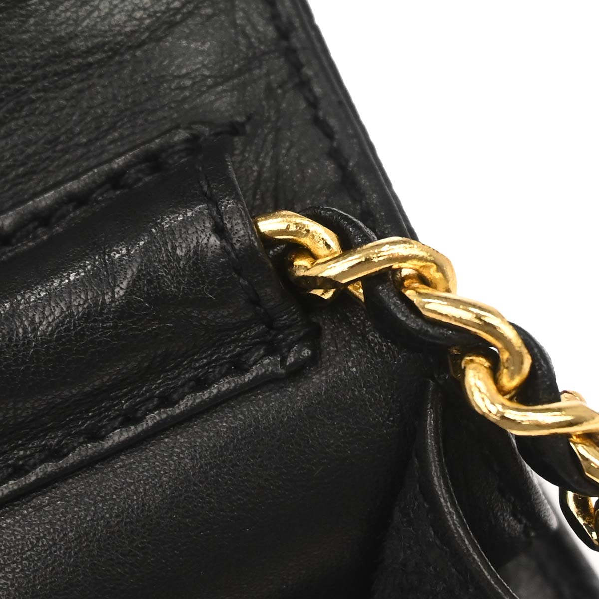 Chanel 1996-1997 Black Caviar Skin Chain Shoulder Bag Pochette Phone Case