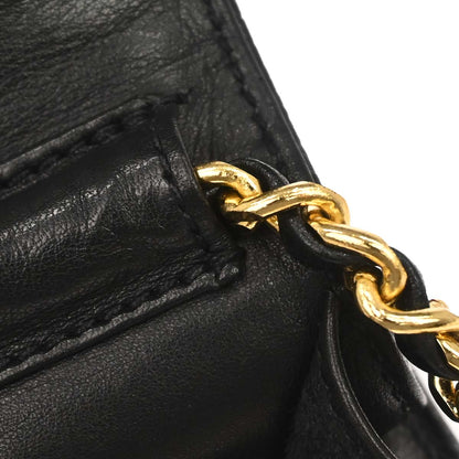 Chanel 1996-1997 Black Caviar Skin Chain Shoulder Bag Pochette Phone Case
