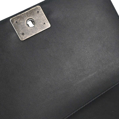 Boy Chanel Black Lambskin Medium Double Chain Shoulder Bag
