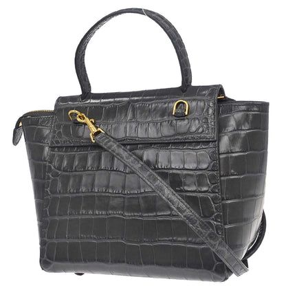 Celine Gray Embossed Leather Nano Belt Bag 2way Shoulder Handbag