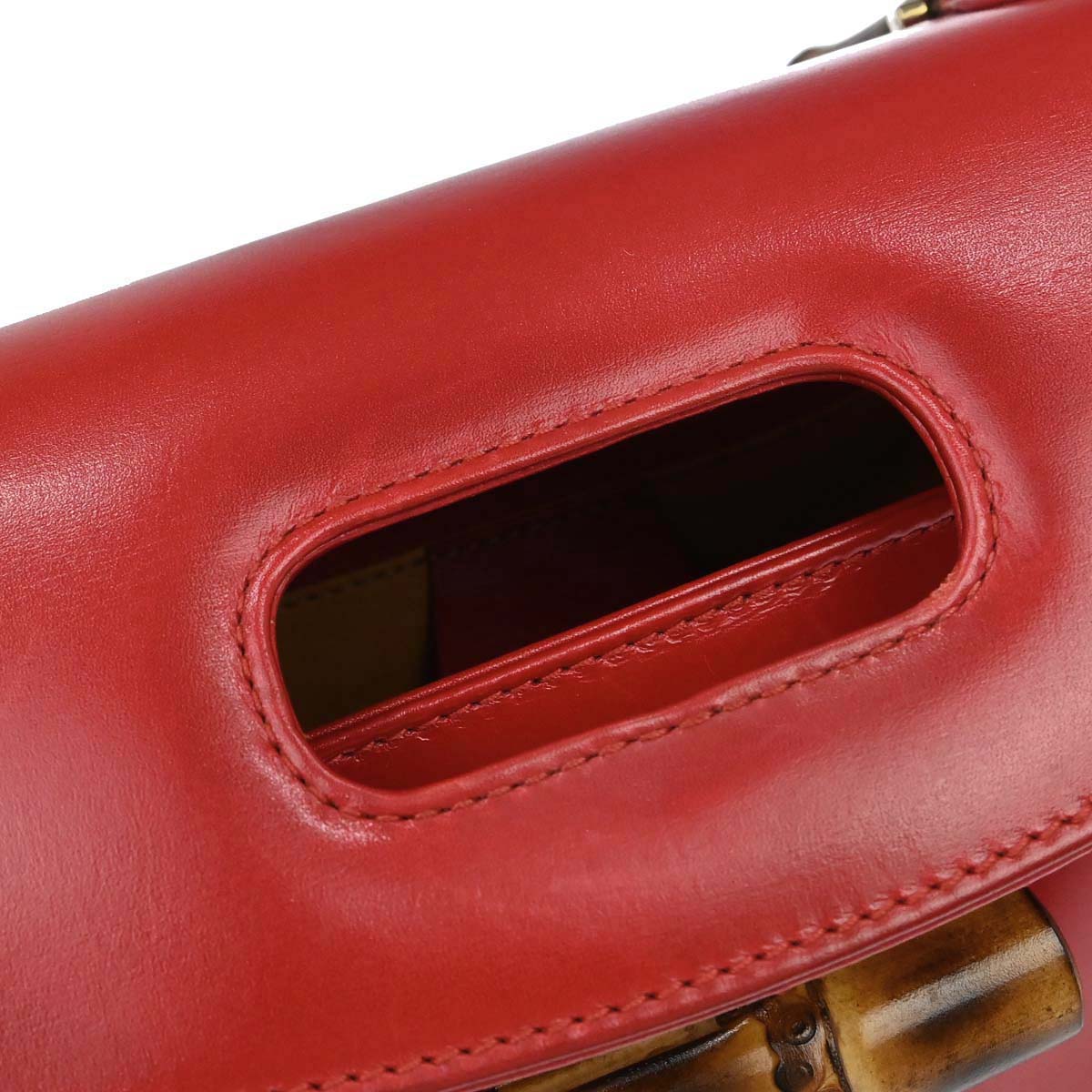 Gucci Red Bamboo 2way Shoulder Handbag