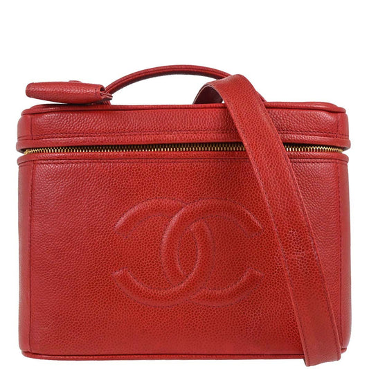 Chanel 1996-1997 Red Caviar Skin Vanity 2way Shoulder Handbag