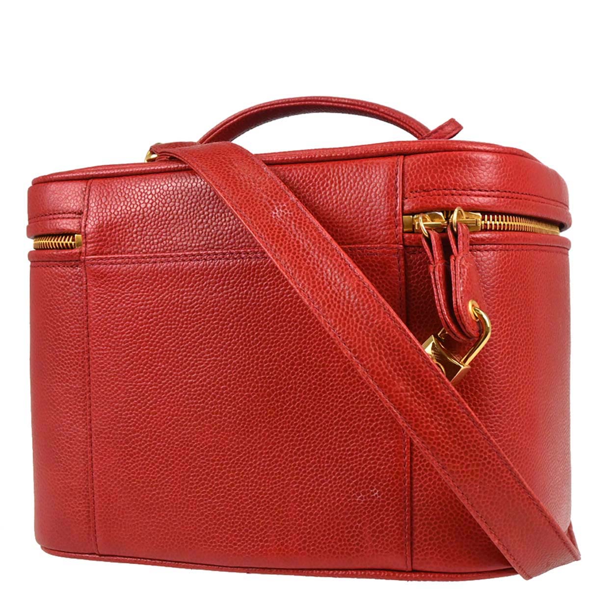 Chanel 1996-1997 Red Caviar Skin Vanity 2way Shoulder Handbag