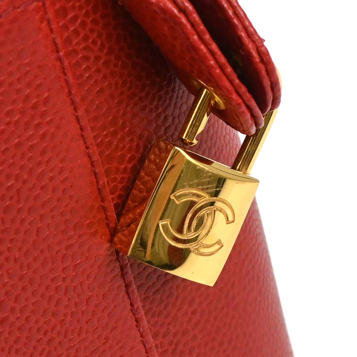 Chanel 1996-1997 Red Caviar Skin Vanity 2way Shoulder Handbag