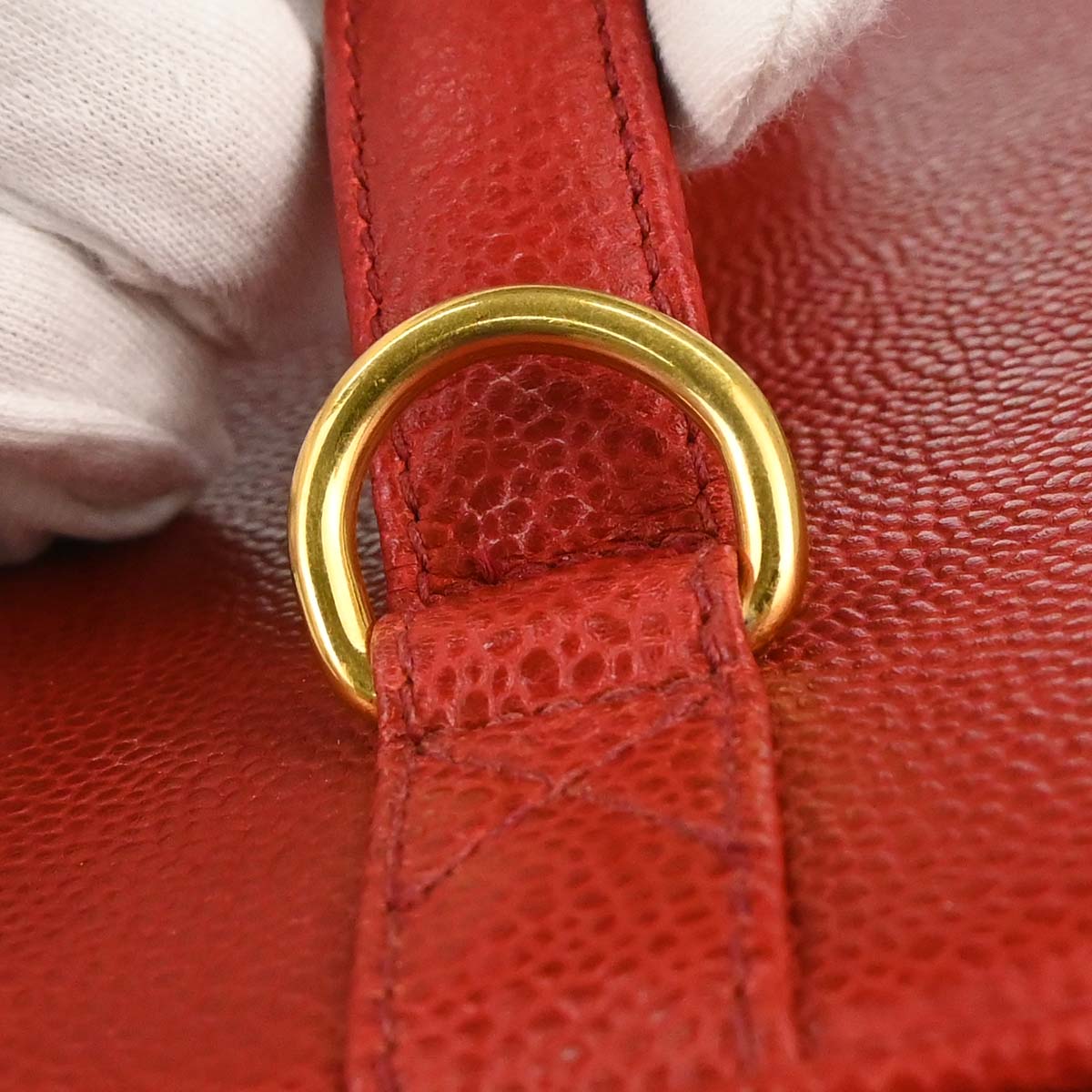 Chanel 1996-1997 Red Caviar Skin Vanity 2way Shoulder Handbag