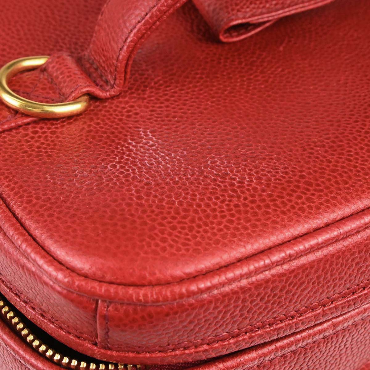 Chanel 1996-1997 Red Caviar Skin Vanity 2way Shoulder Handbag