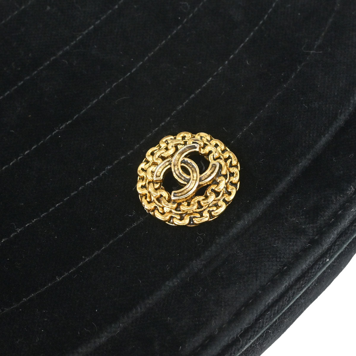 Chanel 1986-1988 Black Velvet Half Moon Flap Shoulder Bag