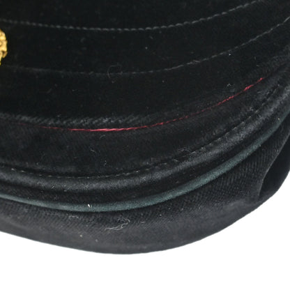 Chanel 1986-1988 Black Velvet Half Moon Flap Shoulder Bag