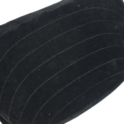 Chanel 1986-1988 Black Velvet Half Moon Flap Shoulder Bag