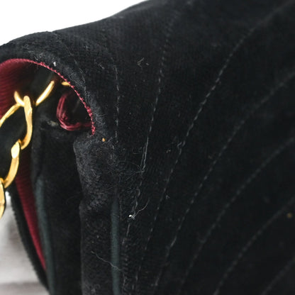 Chanel 1986-1988 Black Velvet Half Moon Flap Shoulder Bag
