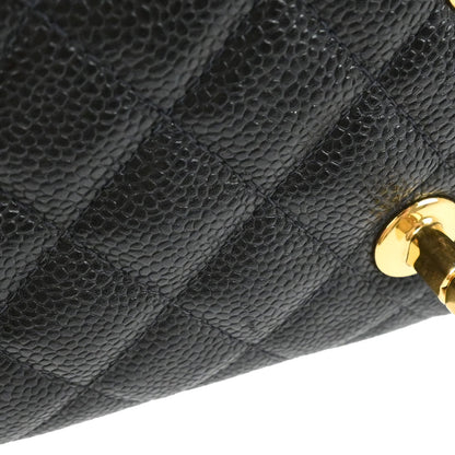 Chanel 1997-1999 Black Caviar Skin Medium Classic Double Flap Shoulder Bag