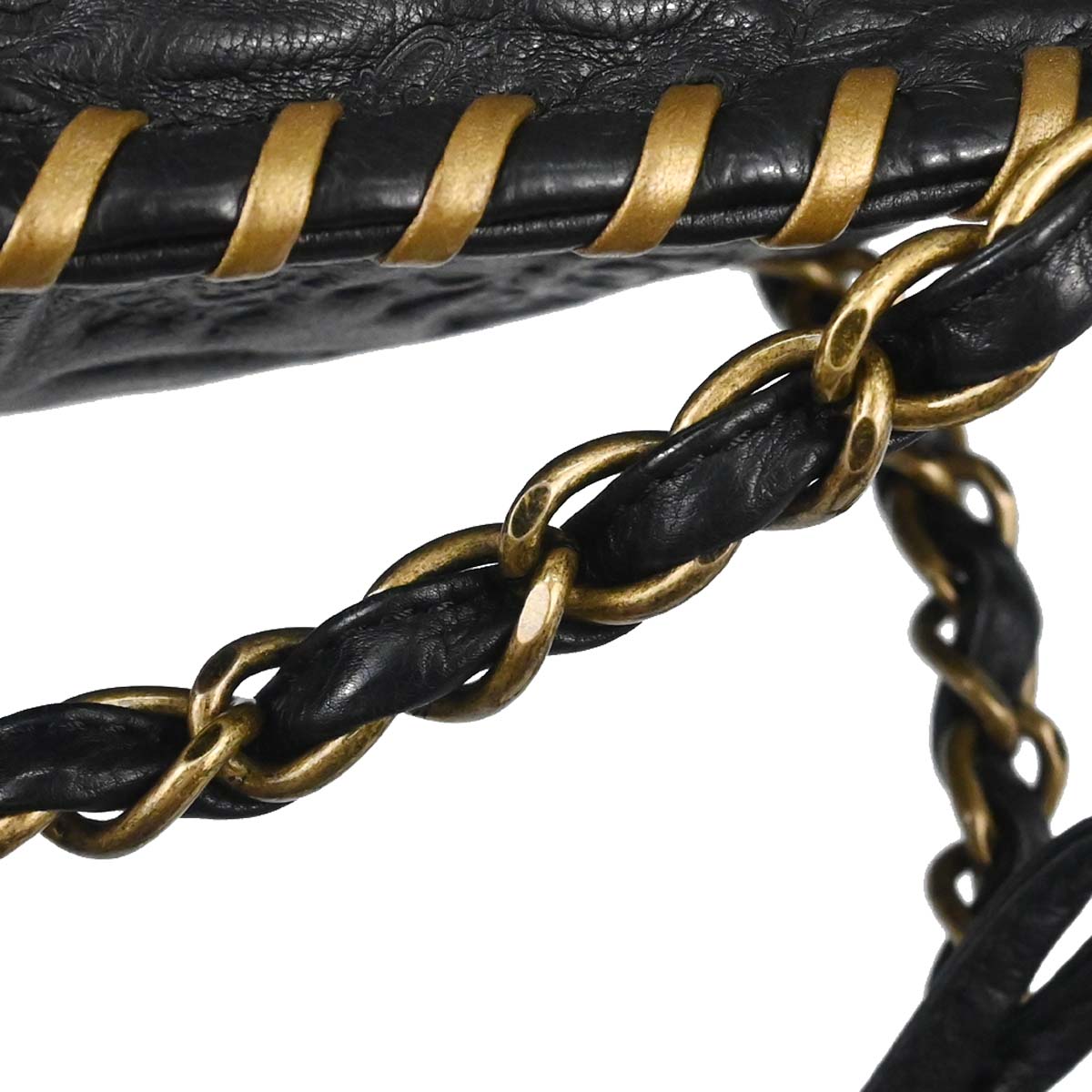 Chanel Black Embossed Calfskin Icon Drawstring Bucket Shoulder Bag