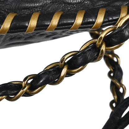 Chanel Black Embossed Calfskin Icon Drawstring Bucket Shoulder Bag
