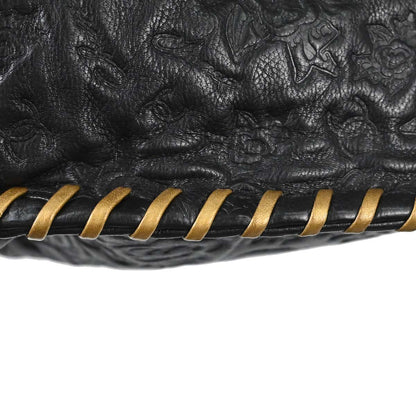 Chanel Black Embossed Calfskin Icon Drawstring Bucket Shoulder Bag