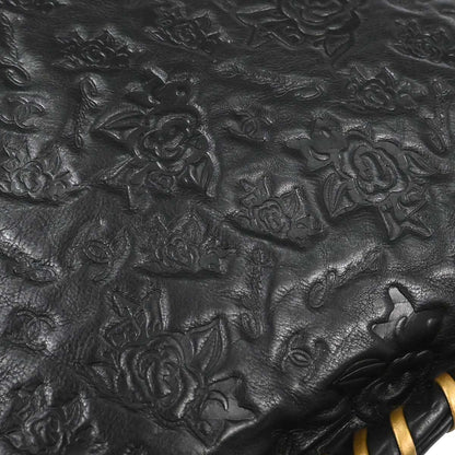 Chanel Black Embossed Calfskin Icon Drawstring Bucket Shoulder Bag