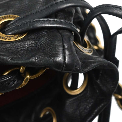 Chanel Black Embossed Calfskin Icon Drawstring Bucket Shoulder Bag