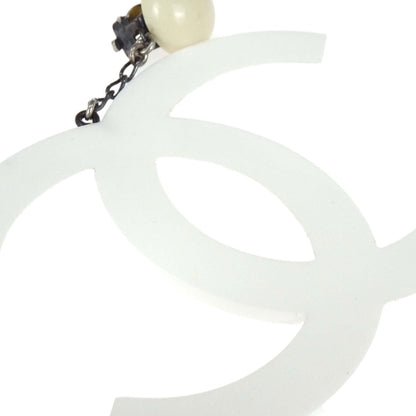 Chanel Dangle CC Clip-On Earrings White Acrylic 96P