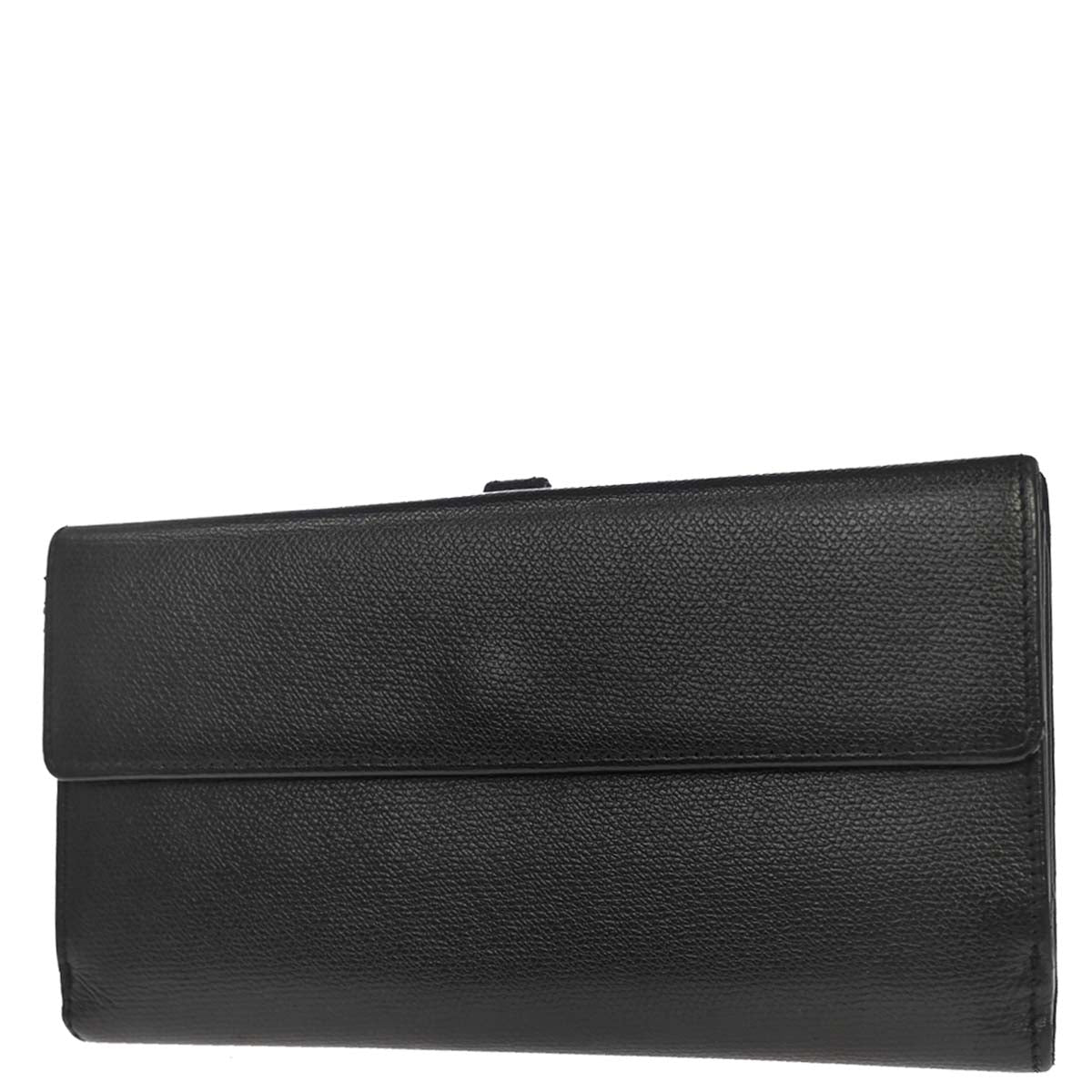 Chanel 2009-2010 Black Calfskin Coco Button Long Wallet
