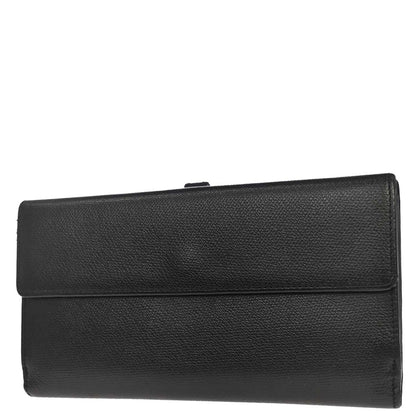 Chanel 2009-2010 Black Calfskin Coco Button Long Wallet