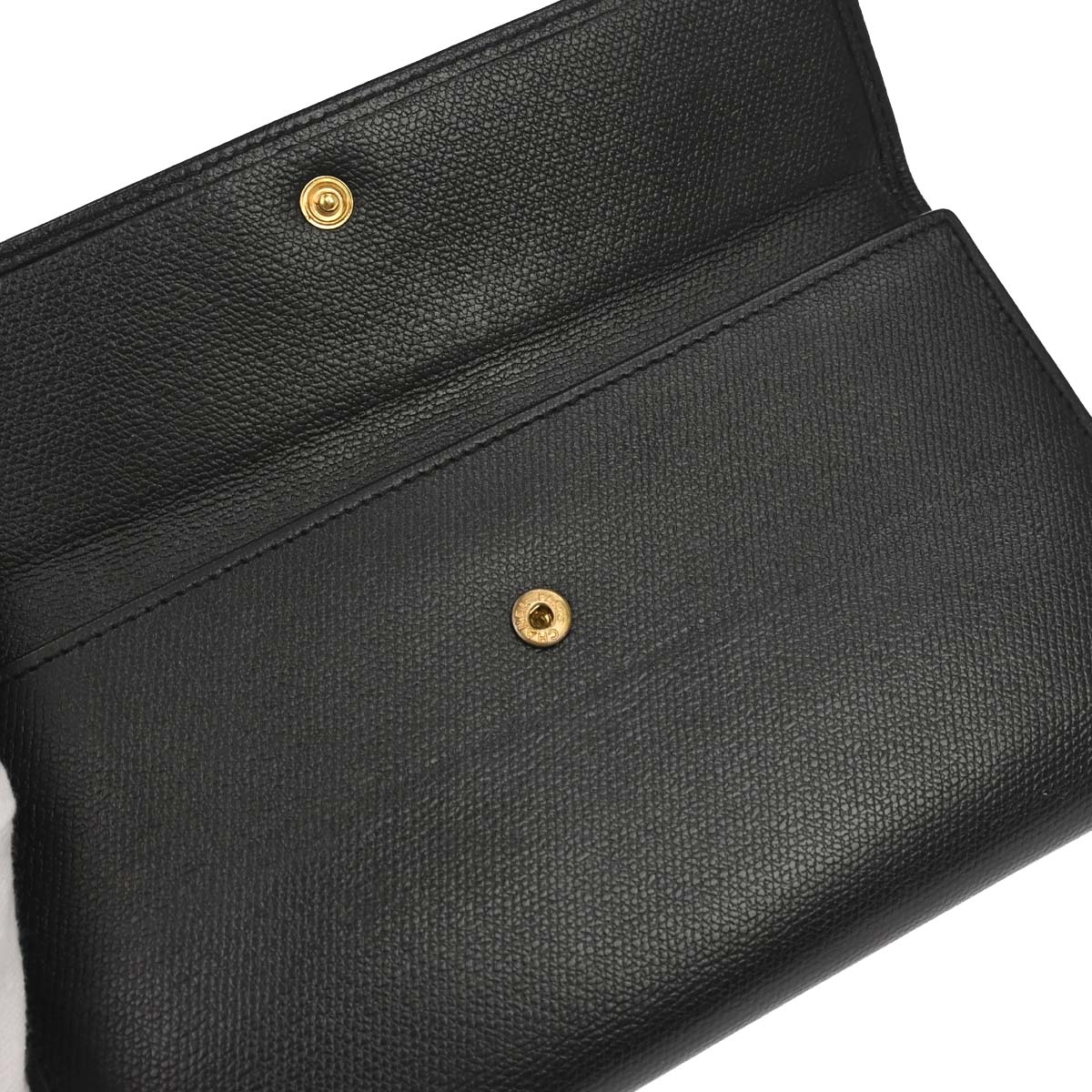 Chanel 2009-2010 Black Calfskin Coco Button Long Wallet