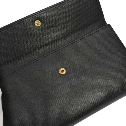 Chanel 2009-2010 Black Calfskin Coco Button Long Wallet