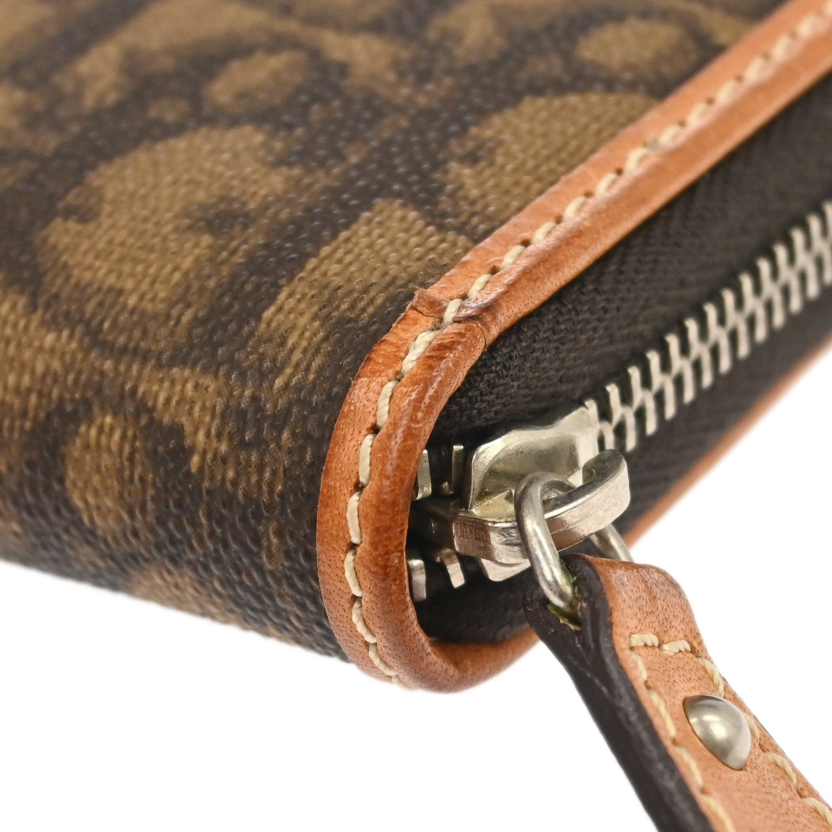 Christian Dior Brown Romantic Zip-Around Coin Purse Wallet