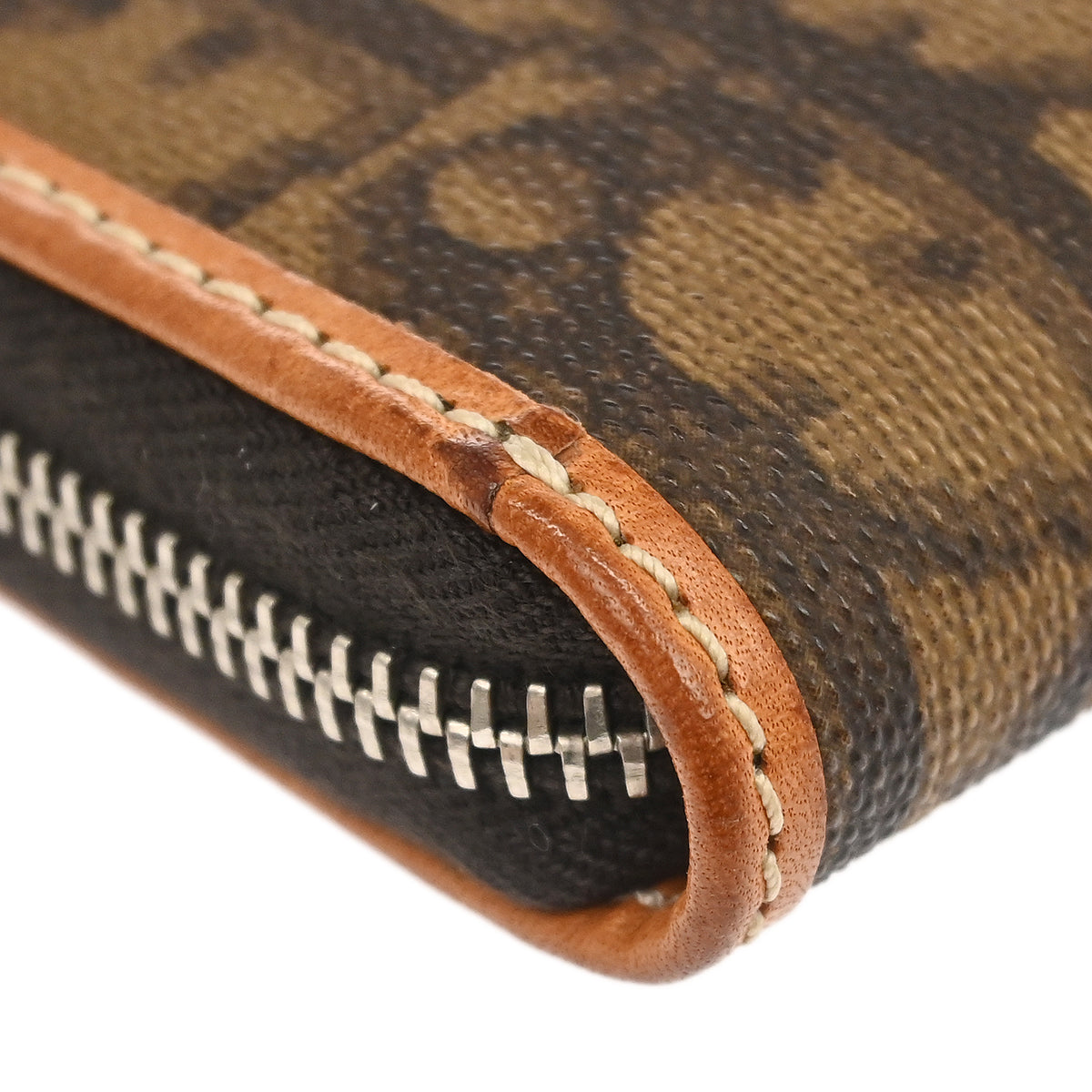 Christian Dior Brown Romantic Zip-Around Coin Purse Wallet