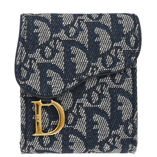 Christian Dior Navy Canvas Trotter Saddle Belt Pouch