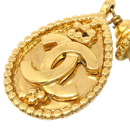 Chanel CC Logos Teardrop Costume Pearl Dangle Clip-On Earrings 96A