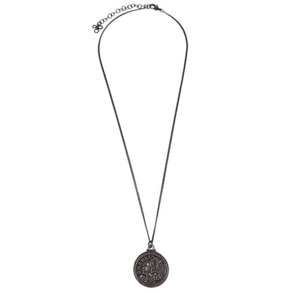 Chanel Medallion Pendant Necklace Silver 03P
