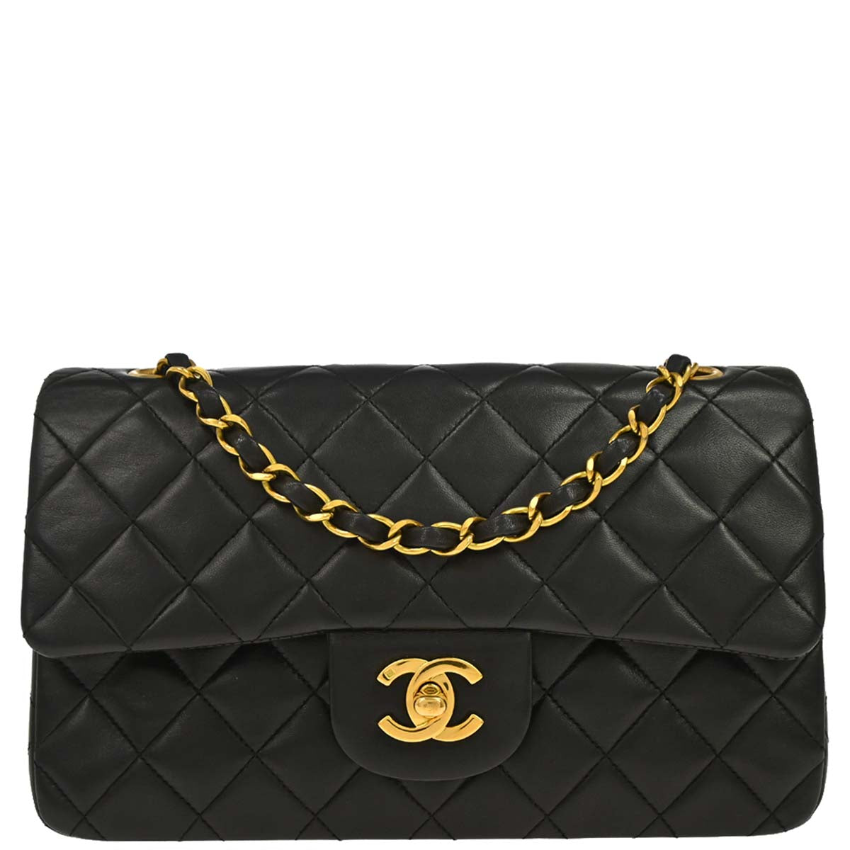 Chanel Black Lambskin Small Classic Double Flap Shoulder Bag