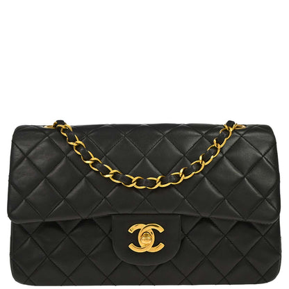 Chanel Black Lambskin Small Classic Double Flap Shoulder Bag