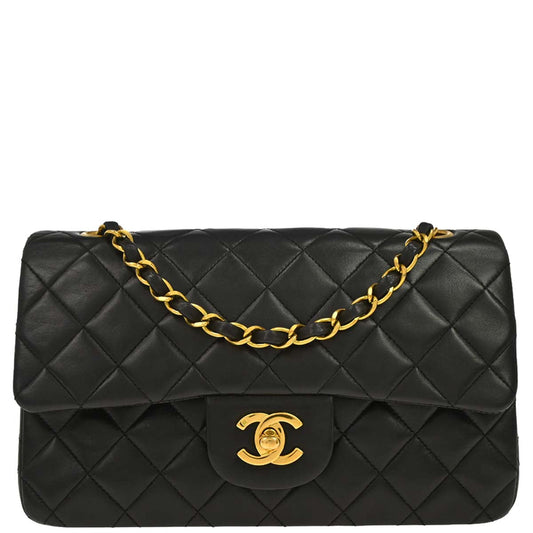 Chanel Black Lambskin Small Classic Double Flap Shoulder Bag