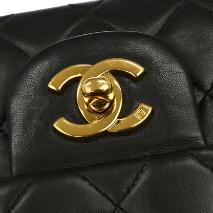 Chanel Black Lambskin Small Classic Double Flap Shoulder Bag