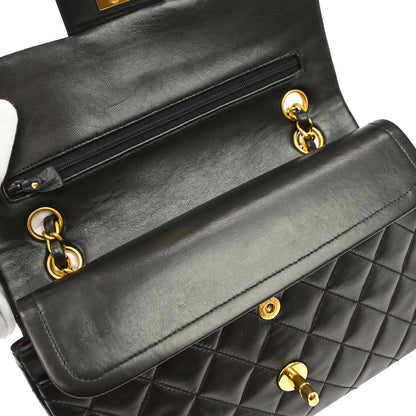 Chanel Black Lambskin Small Classic Double Flap Shoulder Bag