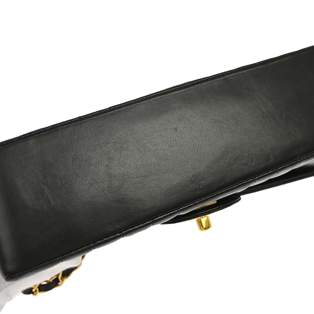 Chanel 1991-1994 Black Lambskin Mademoiselle Single Flap Shoulder Bag