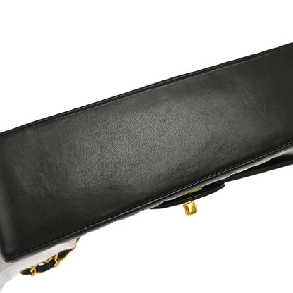 Chanel 1991-1994 Black Lambskin Mademoiselle Single Flap Shoulder Bag