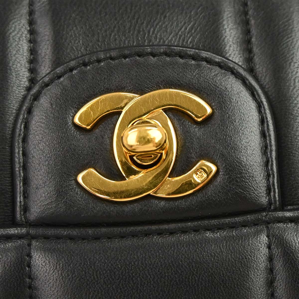 Chanel 1991-1994 Black Lambskin Mademoiselle Single Flap Shoulder Bag