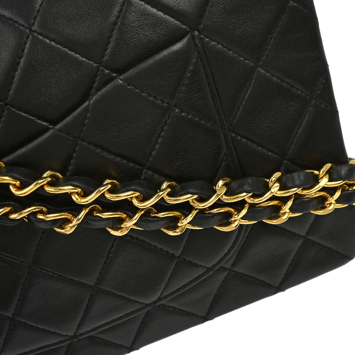 Chanel 1991-1994 Black Lambskin Medium Classic Double Flap Shoulder Bag
