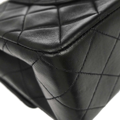 Chanel 1991-1994 Black Lambskin Medium Classic Double Flap Shoulder Bag