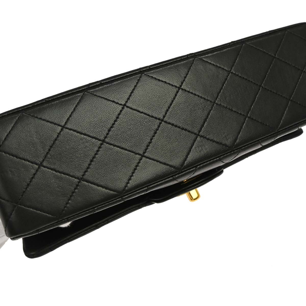 Chanel 1991-1994 Black Lambskin Medium Classic Double Flap Shoulder Bag