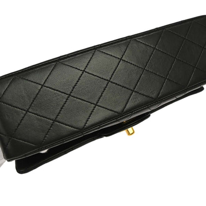 Chanel 1991-1994 Black Lambskin Medium Classic Double Flap Shoulder Bag