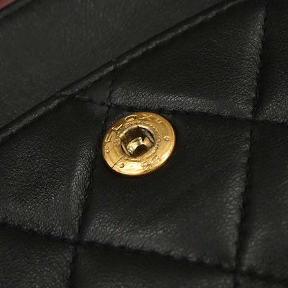 Chanel 1991-1994 Black Lambskin Medium Classic Double Flap Shoulder Bag