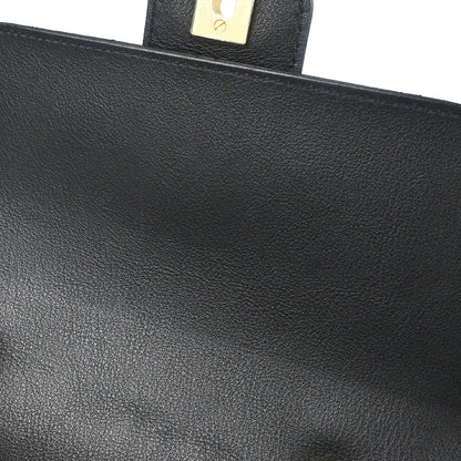 Chanel * 2018 Black Calfskin Python Front Chain Flap Bag Shoulder Bag