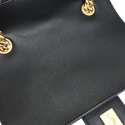 Chanel * 2018 Black Calfskin Python Front Chain Flap Bag Shoulder Bag