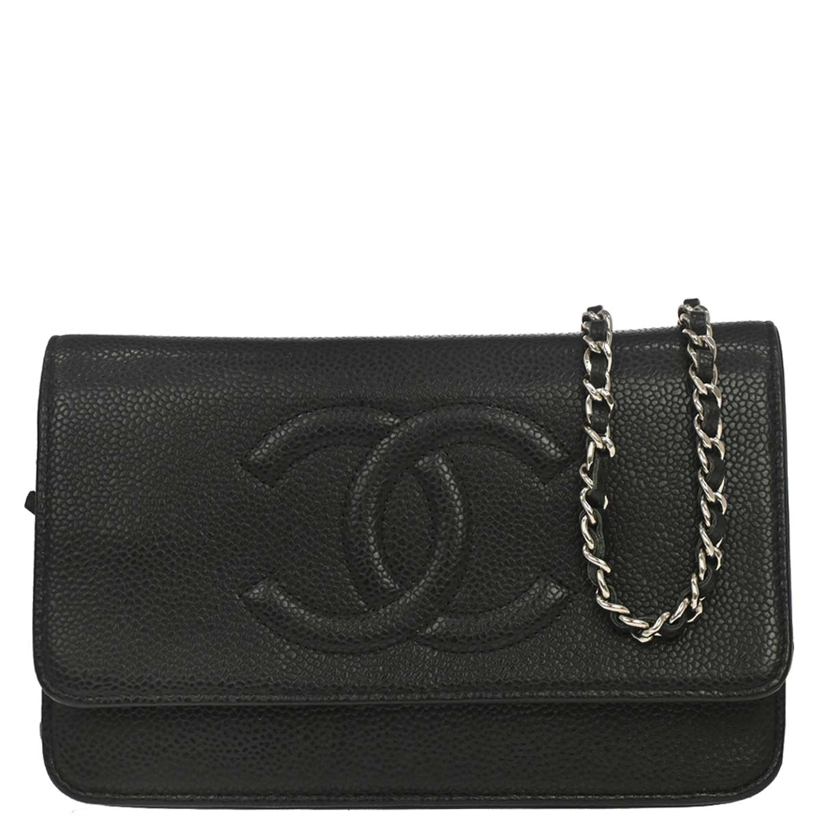 Chanel 2013-2014 Black Caviar Skin Timeless WOC Wallet on Chain Shoulder Bag