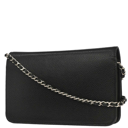Chanel 2013-2014 Black Caviar Skin Timeless WOC Wallet on Chain Shoulder Bag