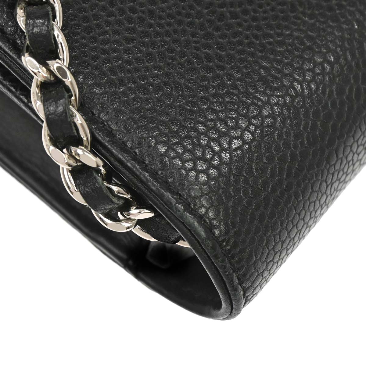 Chanel 2013-2014 Black Caviar Skin Timeless WOC Wallet on Chain Shoulder Bag